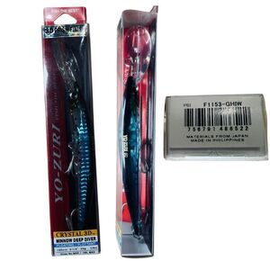 1 NWT Yo-Zuri Crystal 3D Minnow Floating Deep Diver Fishing Lure Blue  Bass Fish